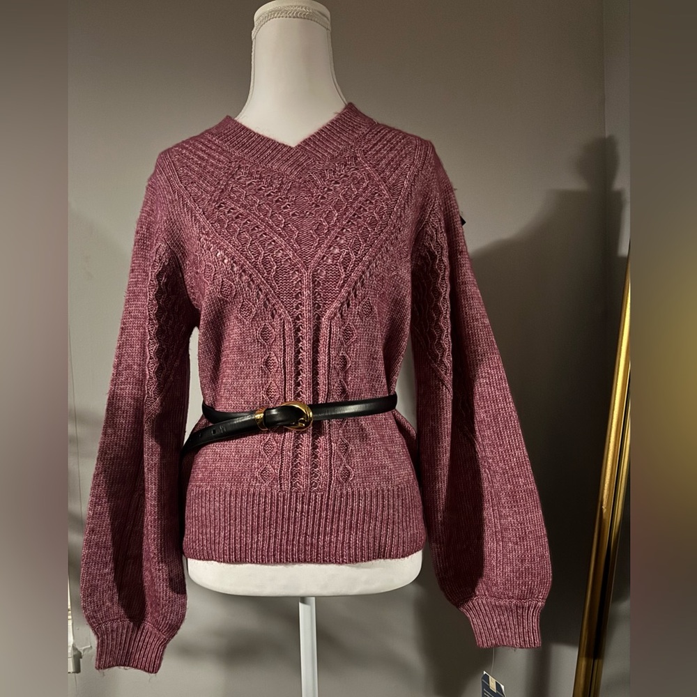 Chic Democracy V-Neck cable Sweater NWT